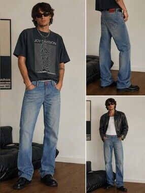 Levi’s Y2K Premium Distressed Straight Leg Jeans Red Hardware 34W 30L